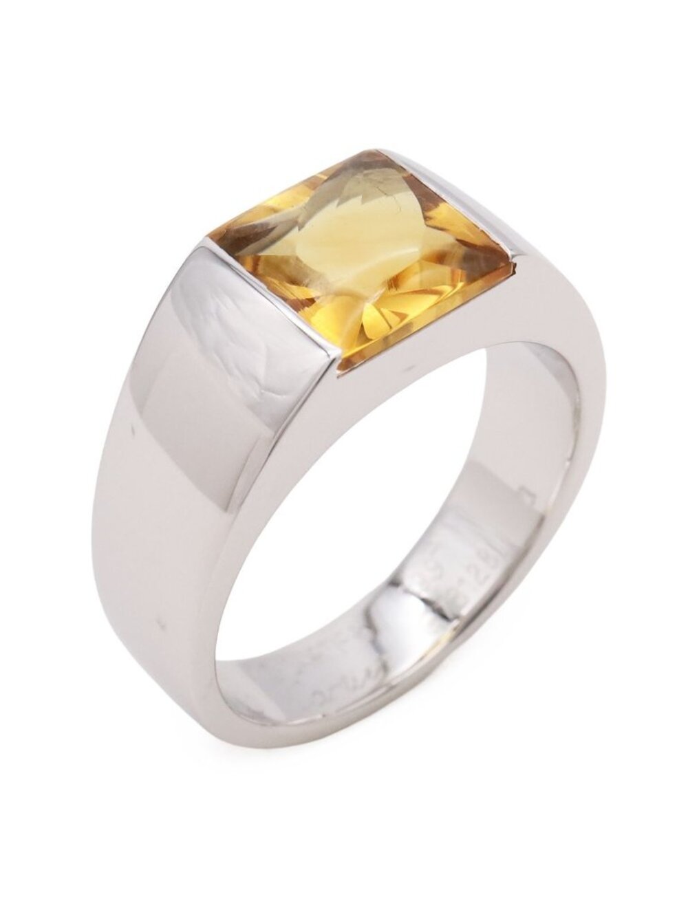 Cartier Solitaire Tank Ring White Gold Citrine